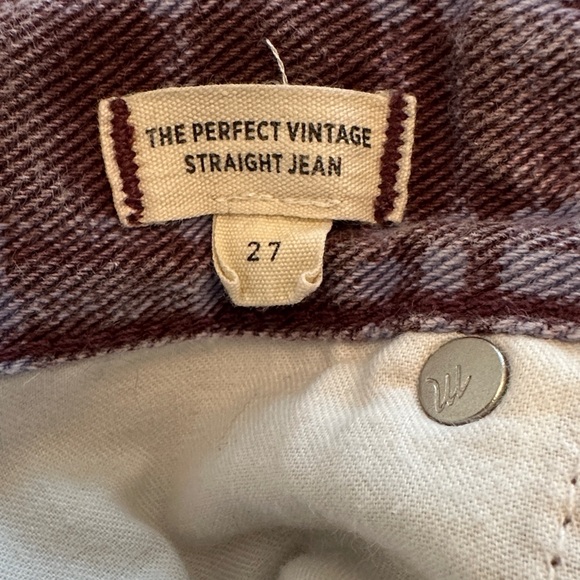 Madewell Perfect Vintage Straight Leg Cabernet Plaid Jeans - Picture 9 of 10